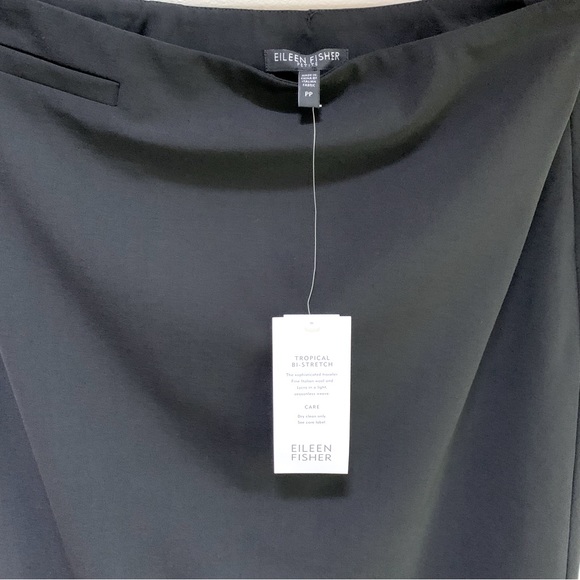 Eileen Fisher ~new ~Petite Black Italian Wool Calf Length Pencil Skirt in PP - Picture 2 of 8
